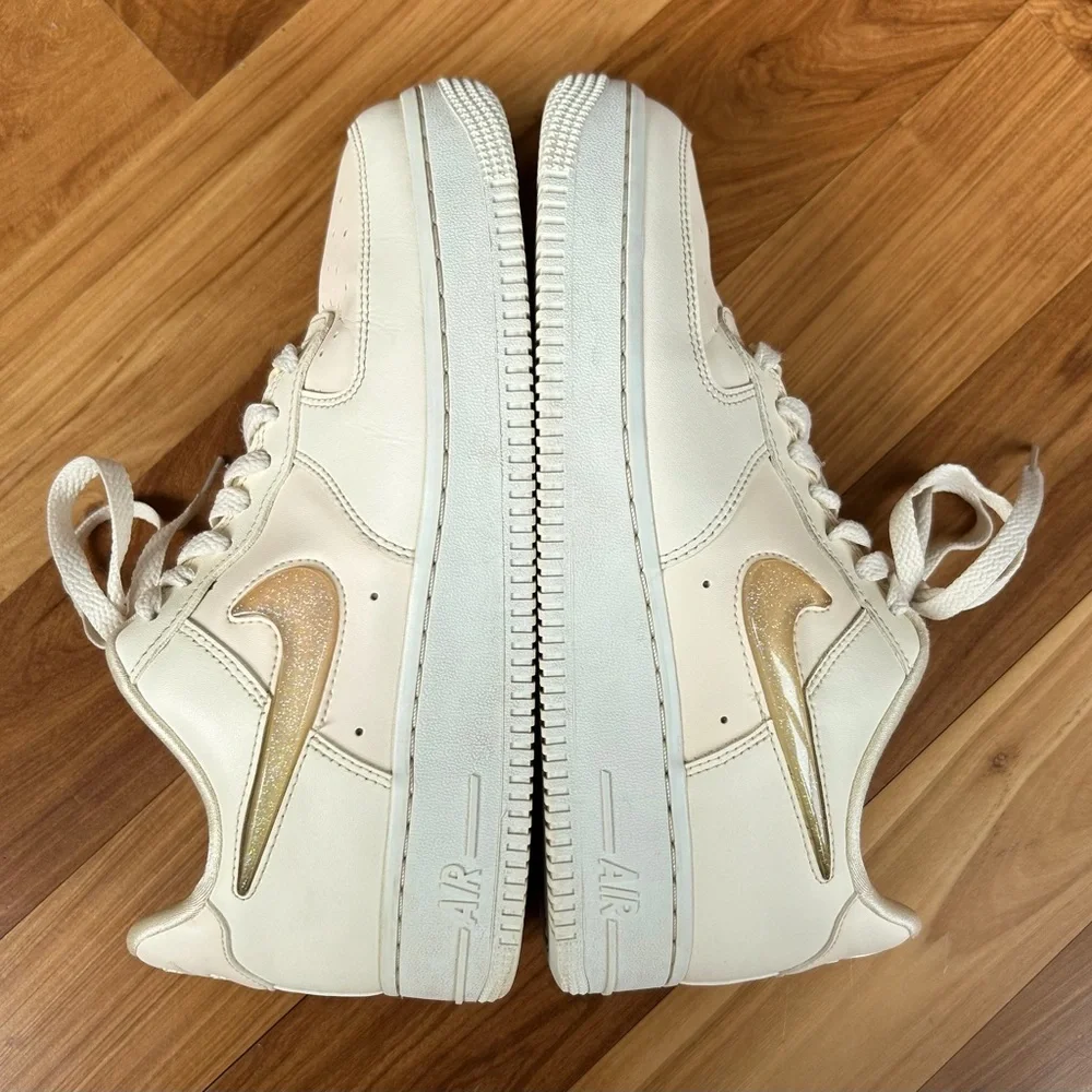Nike | Women’s Pale Ivory Jelly Jewel Air Force 1 lace up sneaker, size 8.5